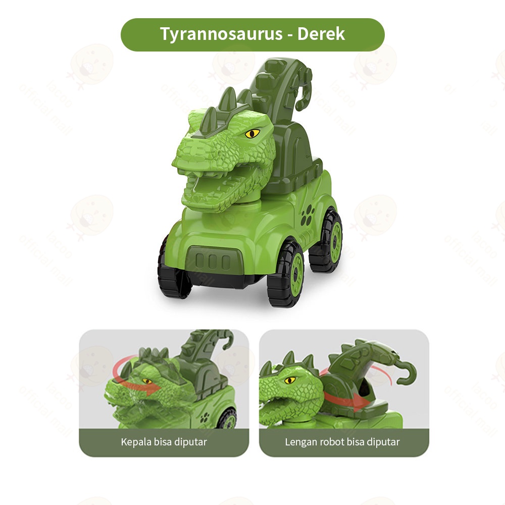 Lacoo Mainan mobil mobilan dinosaurus Jurassic construction vehicle inersia