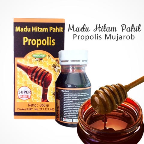 Madu Hitam Pahit Propolis 350gr Mujarob MPP Herbal Insani