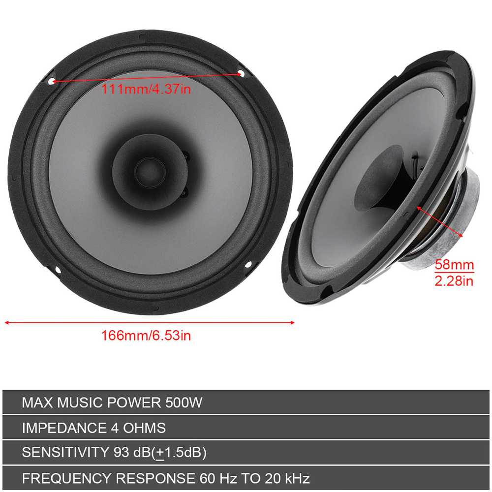 RRS STORE NEW SEPIKER PINTU MOBIL 6,5 INCH  HARGA 1 PCS SEPIKER Pcinener Speaker Mobil HiFi 6.5 Inch 500W 1 PCS HANYA SATU Frekuensi Respon 60 Hz hingga 20 kHz Impedansi: 4 Ohm Sensitivitas: 93 dB(+/- 1.5 db)