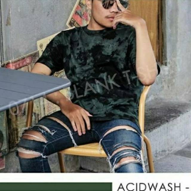 Kaos polos wash green army