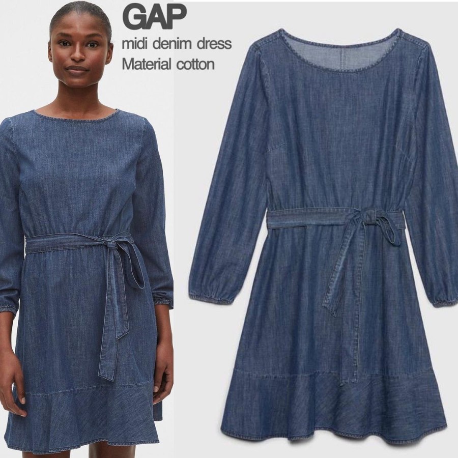 Dress Midi Denim GAP Minus Tali