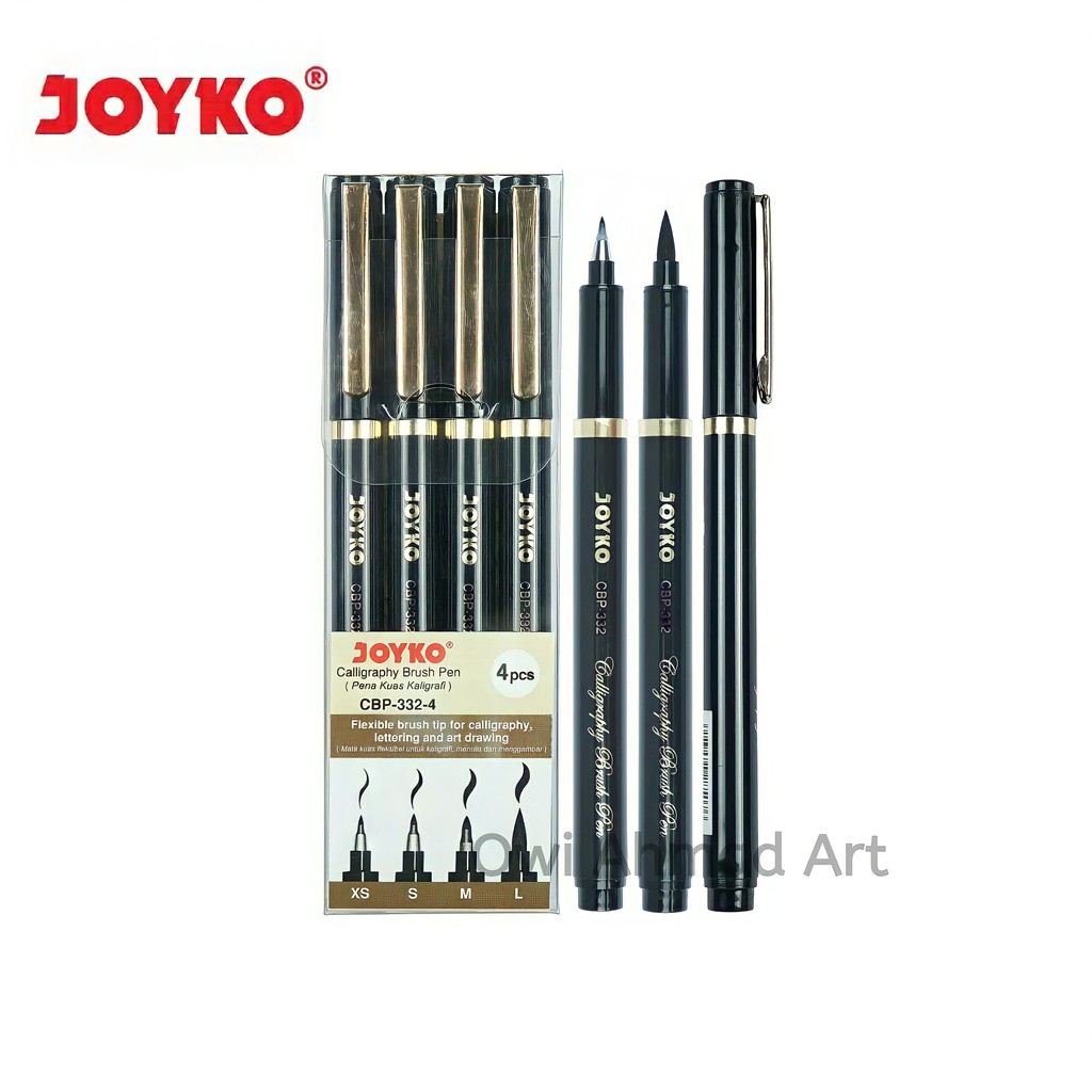 

Kuas Pena Kaligrafi Joyko CBP-332-4 - Set 4pcs - Brush Pen kaligrafi