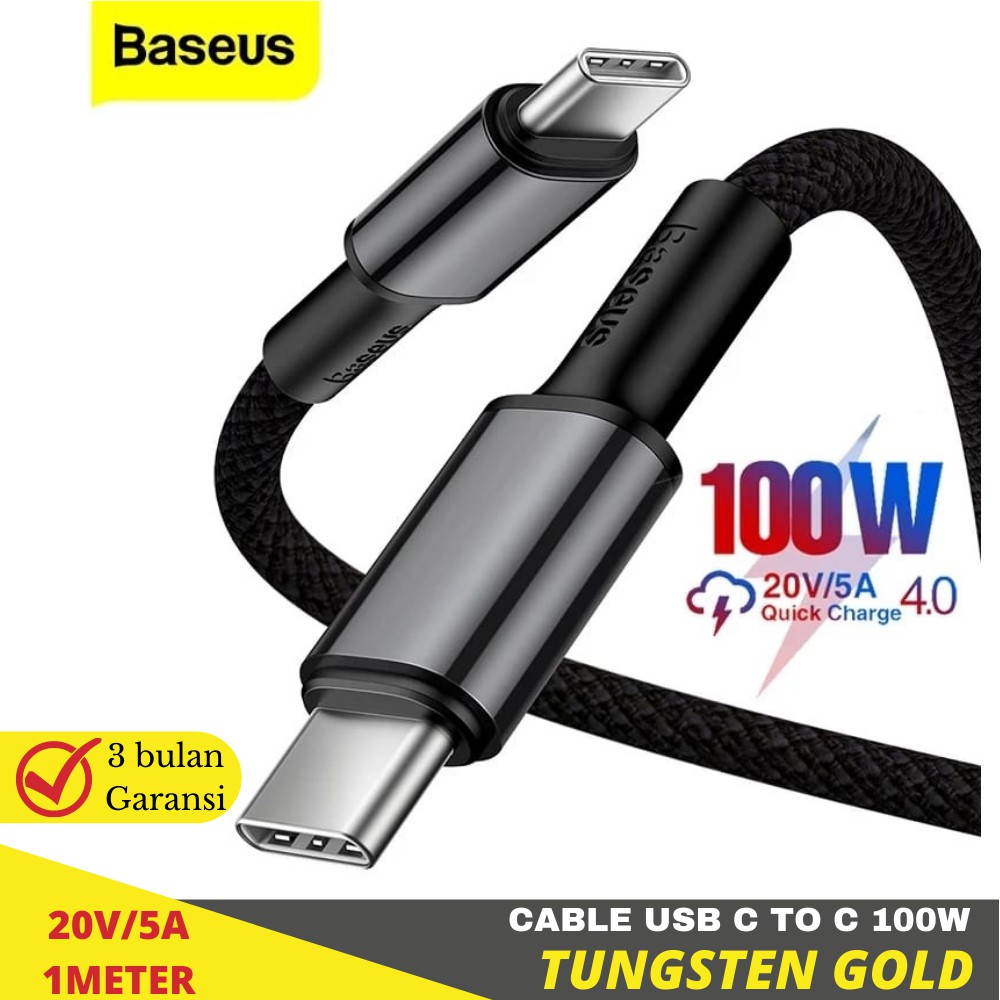 BASEUS Kabel Charge USB TYPE C TO USB C PD 100W Super Fast Charging Tungsten Gold