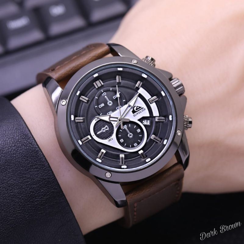 Best Price! Jam Tangan QS Kulit Tanggal Aktif Pria