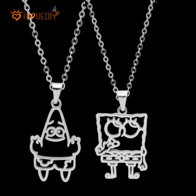 Kalung Rantai Liontin Kartun Spongebob Patrick Star Hollow Untuk Pria Dan Wanita