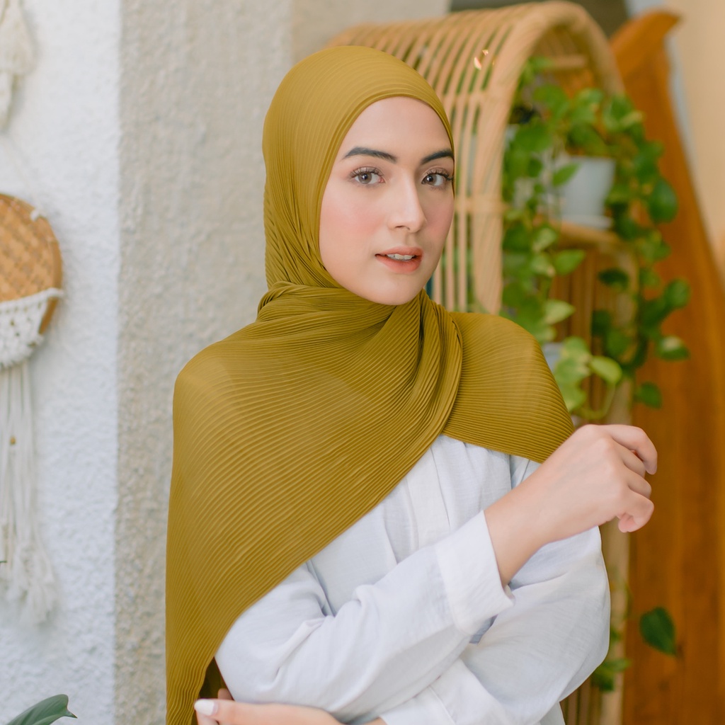 Lozy Hijab - Bawal Pleats Shawl ( Pashmina Plisket )-Zaitun