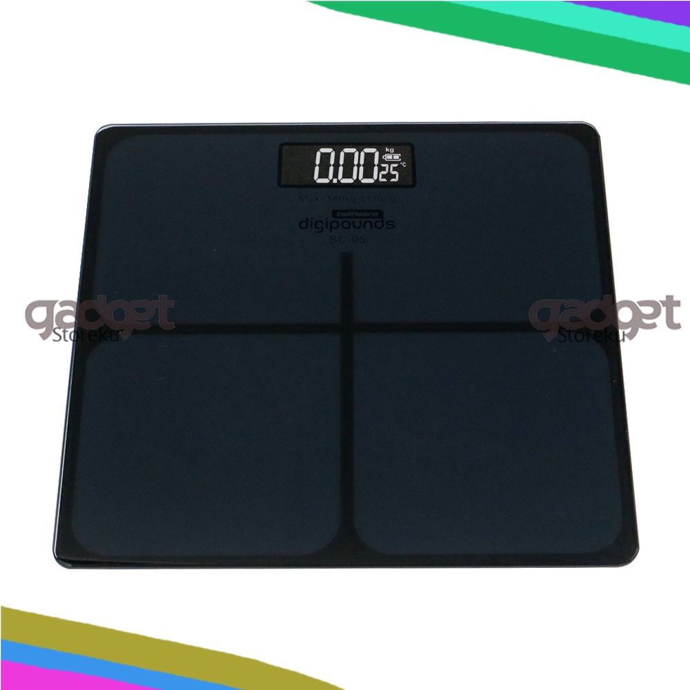 Timbangan Badan Kaca Elektronik 180KG FREE 2 Baterai - SC05 Original Taffware Digipounds