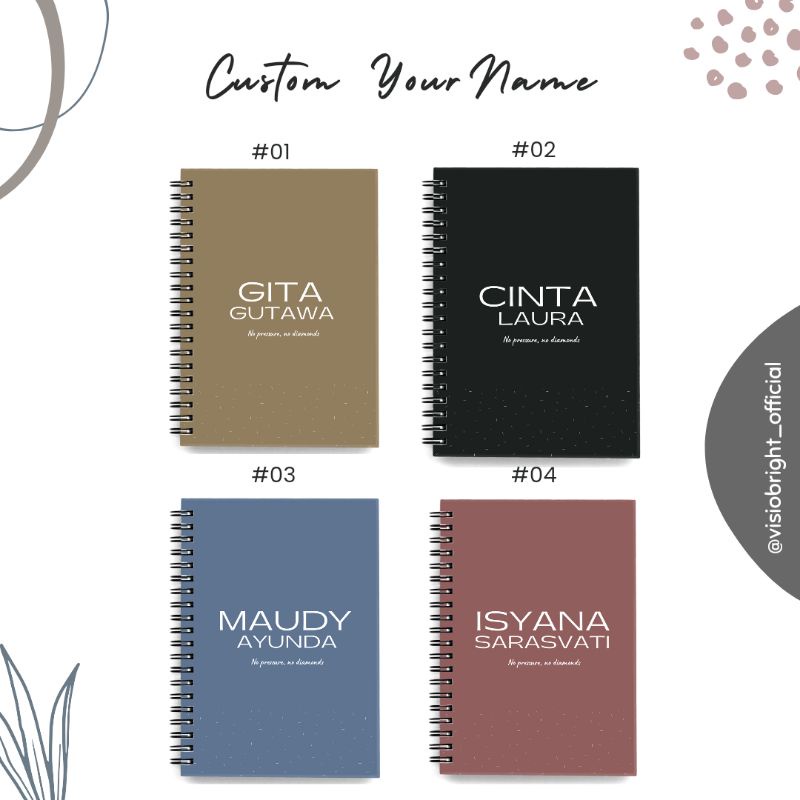 

Visiobright Custom Notebook/Buku Tulis/Agenda/Planner/Diary/Kado/Gift A5/A6 Hard Cover line dot grid