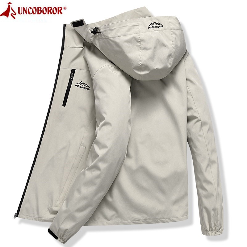 DISKON Jacket Men Waterproof Hooded Breathable Casual Jacket Spring Autumn Outwear Windbreaker