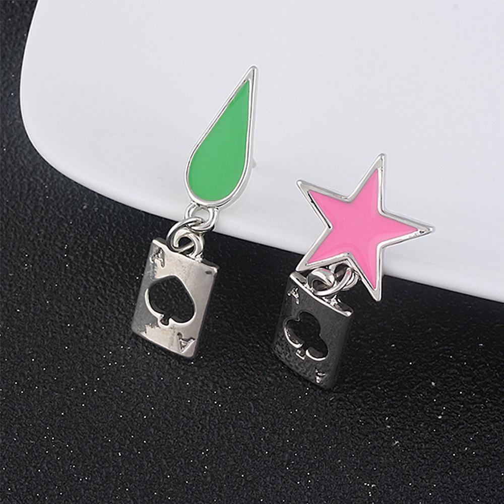 Needway HUNTER x HUNTER Aksesoris Anting Biru Hati Teardrop Pink Stars Hisoka Cosplay Earrings