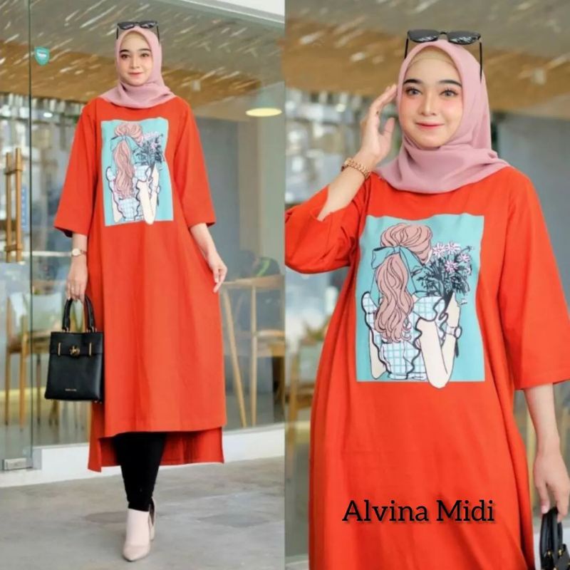 Alvina midi/midi terbaru kekinian/fashion cewek muslimah terlaris bahan combed 24s