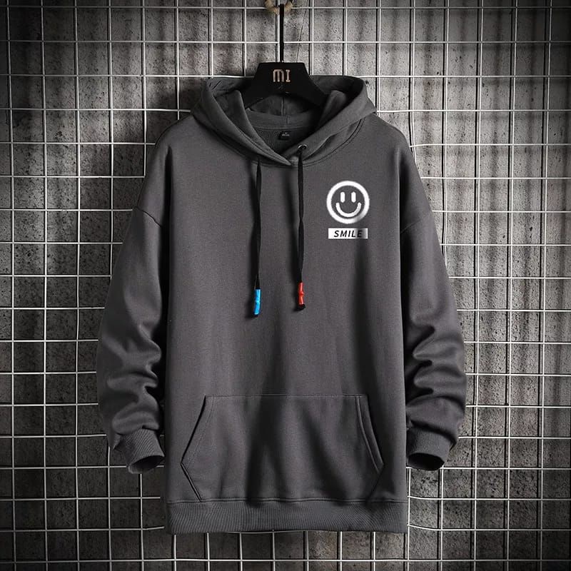 Sweater Hoodie Anak  Hoodie Smile Flecee Tebal-Smile anak abu