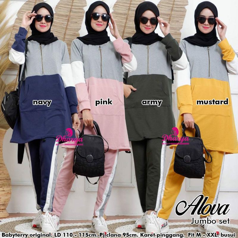 Alova Jumbo Set/Pakaian Muslim Wanita/Fashion Muslim Wanita By:Dharya