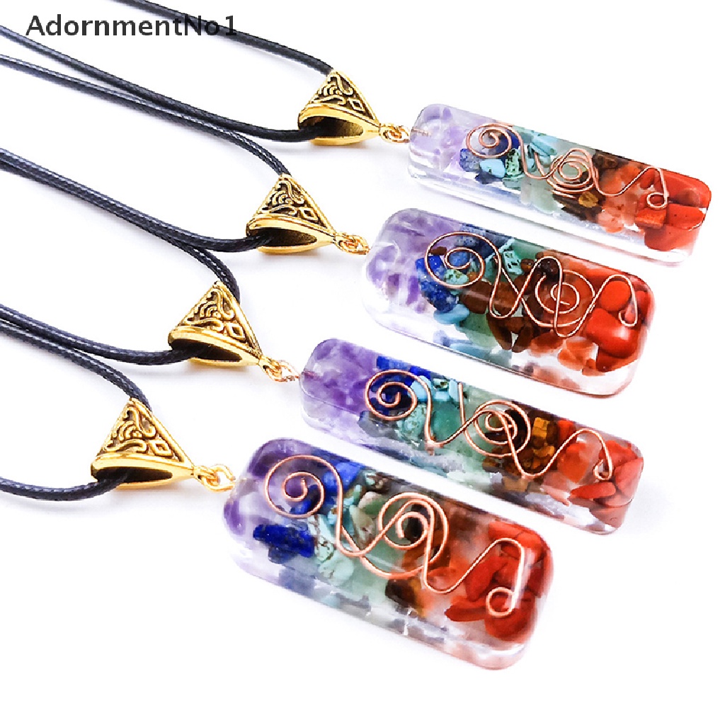 (AdornmentNo1) Kalung Jimat 7 Chakra Liontin aura Alami Untuk Pria / Wanita