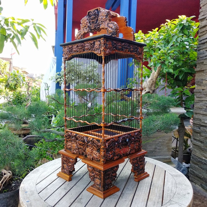 kandang burung pleci sangkar ukir jati MJ12