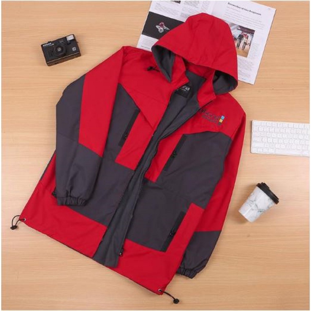 Jaket Gunung Outdoor Premium Casual Taslan Windproof XUA02 Merah Abu JSO Fashion Original X-Urband