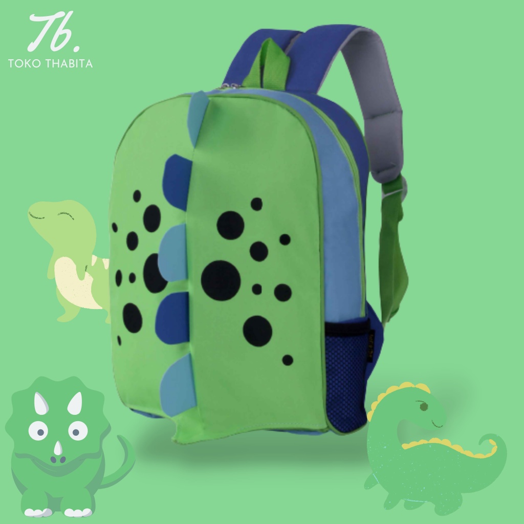 Toko Thabita Tas Ransel Anak Motif Dinosaurus Inficlo Warna Hijau Bahan Dinir D300 Free Raincoat