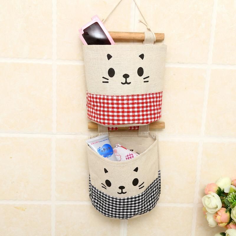 storage bag hanging motif kucing /kantong penyimpanan gantung