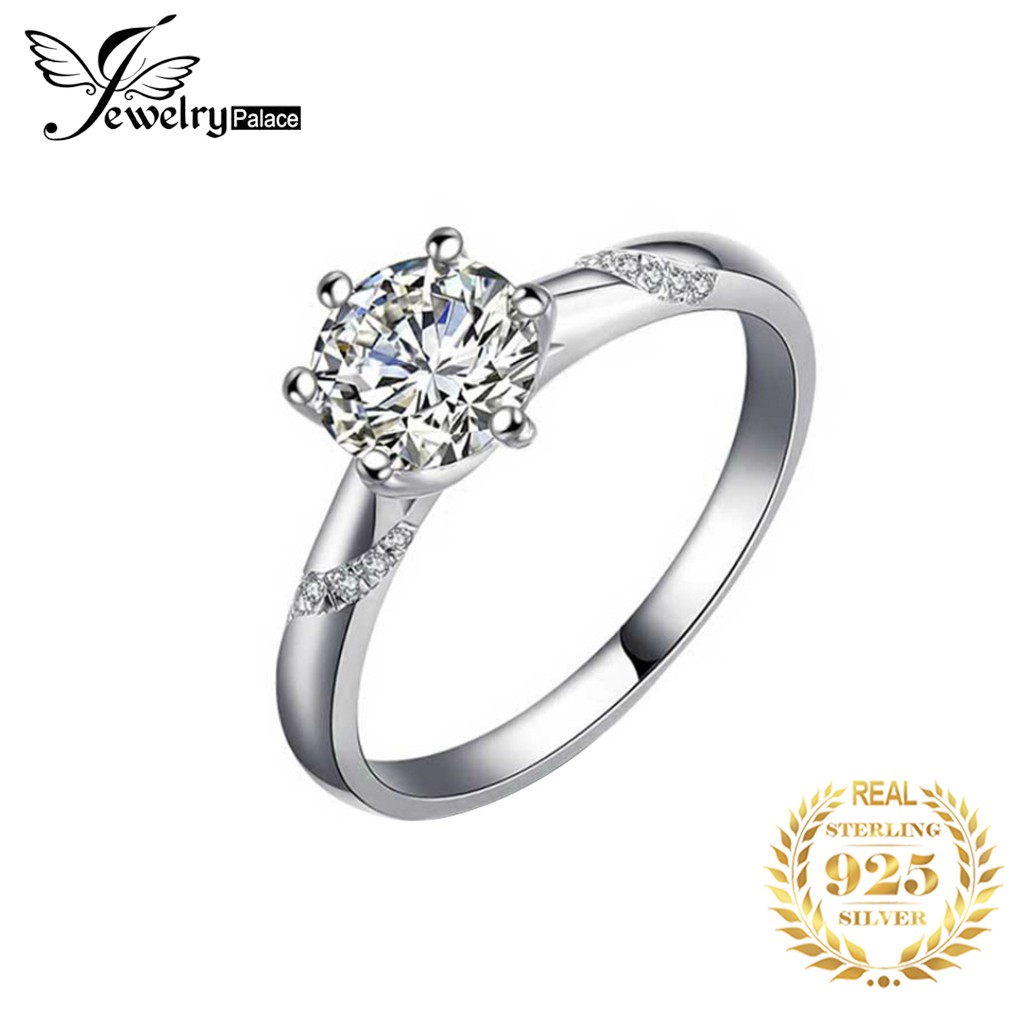 925 cincin perak murni wanita pt950 platinum Moissan berlian klasik enam cabang fashion perhiasan