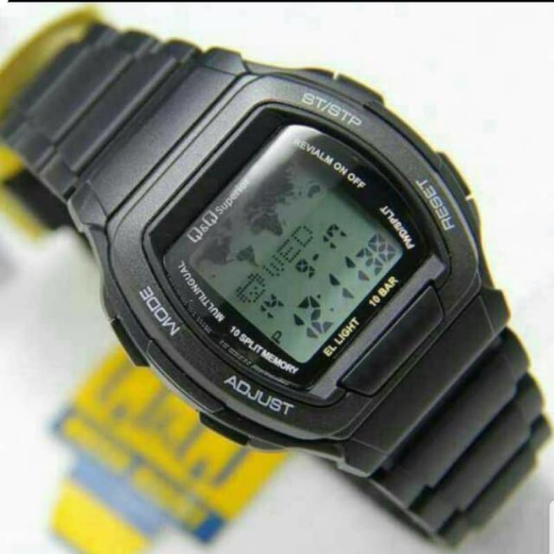 Jam Tangan Pria Digital Q&amp;Q QnQ QQ Data Bank MMW3 MMW3P MMW3P101Y Original Water Resistant 10 BAR