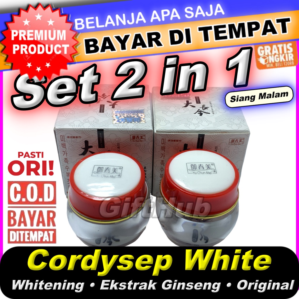 Cordy WHITE 2in1 Set Krim Siang dan Malam Herbal atau Eceran Whitening Cordyceps Yuchunmei Day and N