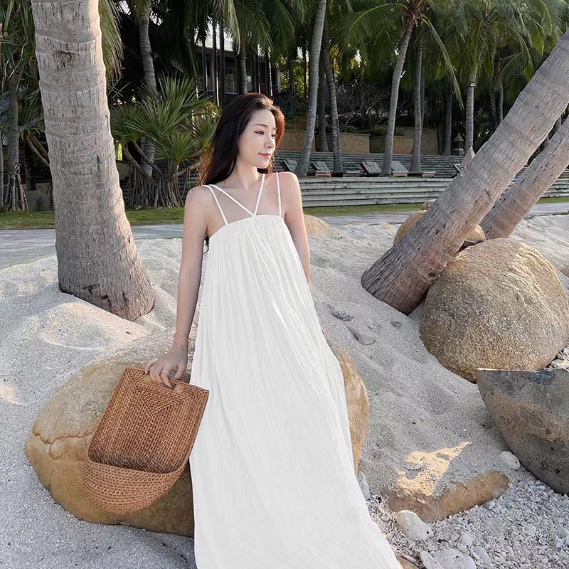 𝐑𝐄𝐀𝐃𝐘 𝐒𝐓𝐎𝐂𝐊 𝐒𝐀𝐅 - OLIVE white cotton midi dress woman premium / korean summer dress / beachwear bali