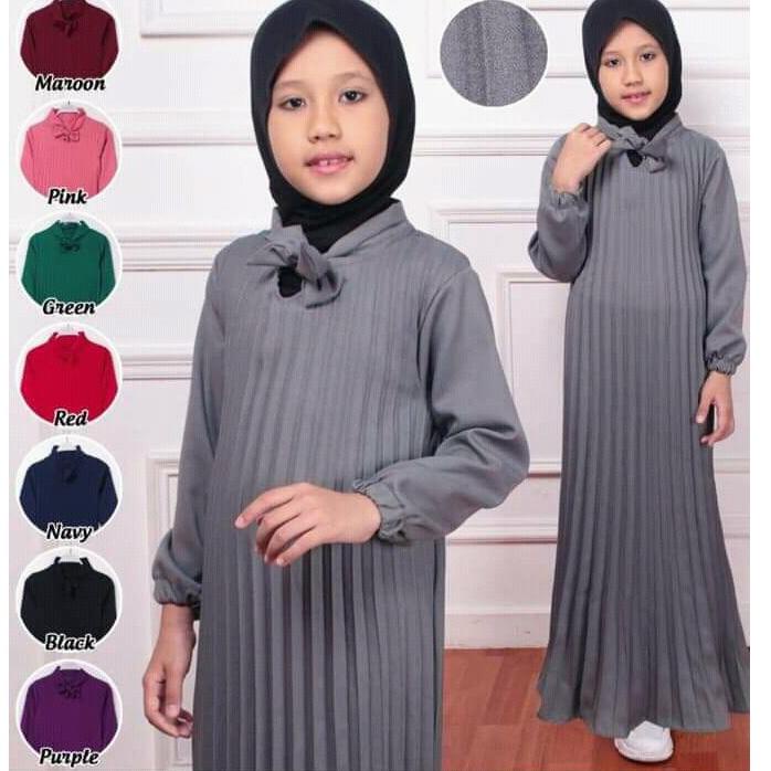 GAMIS MAXY ANAK 3-10 TAHUN / GAMIS PLISKET ANAK TANGGUNG / GAMIS ANAK PEREMPUAN / BAJU MUSLIM / DRES
