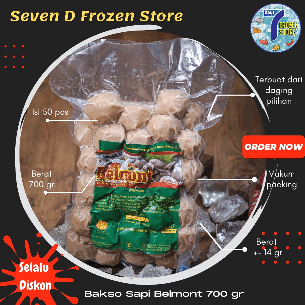 Jual Bakso Sapi Besar Belmont Isi 50 Kemasan 700 Gr Shopee Indonesia