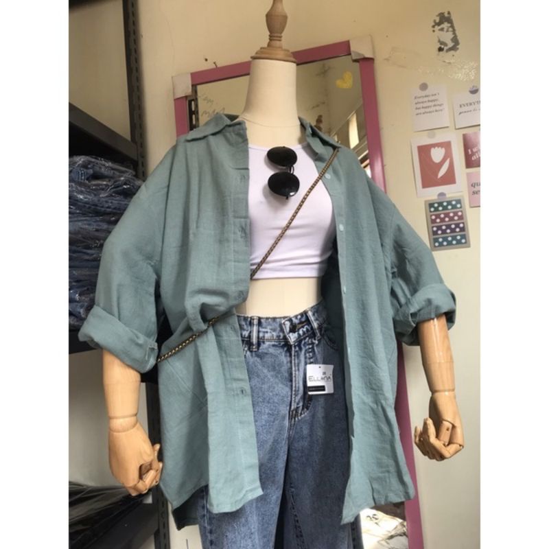 KEMEJA LINEN OVERSIZE//KEMEJA LINEN WANITA//KEMEJA SHIRT WANITA//ATASAN KEMEJA WANITA//SHIRT//BLOUSE