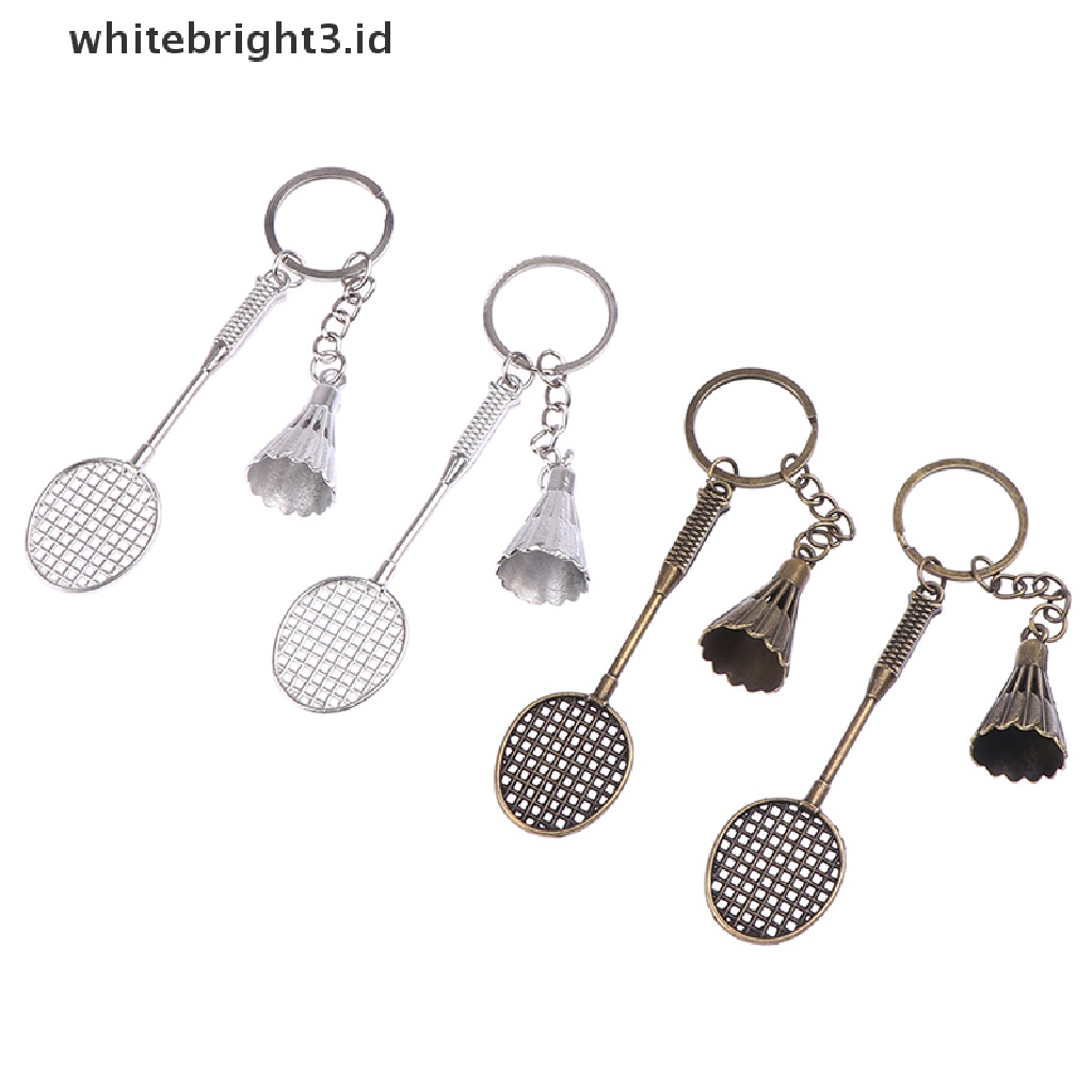 (whitebright3.id) Gantungan Kunci Bentuk Raket Badminton Bahan Metal