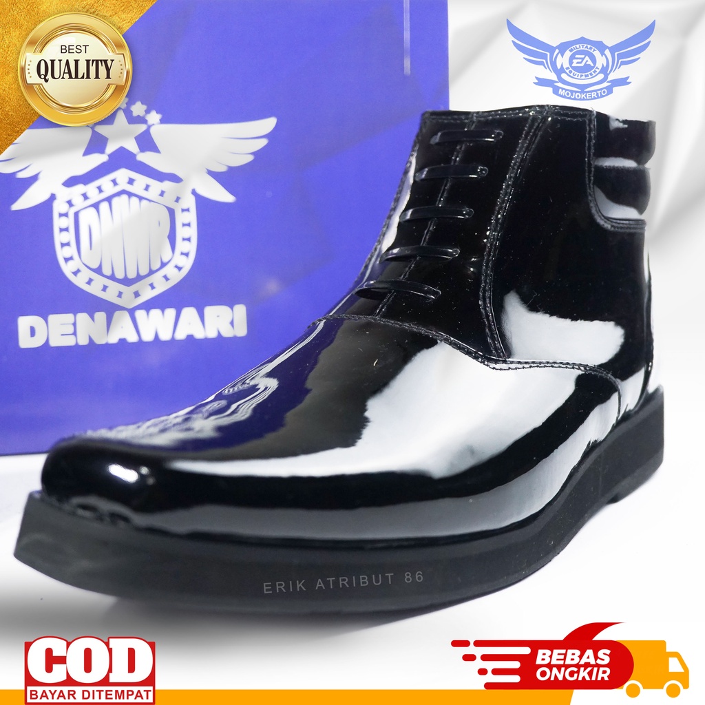 Sepatu pdh tinggi sol tebal/sepatu pdh polri sepatu denawari