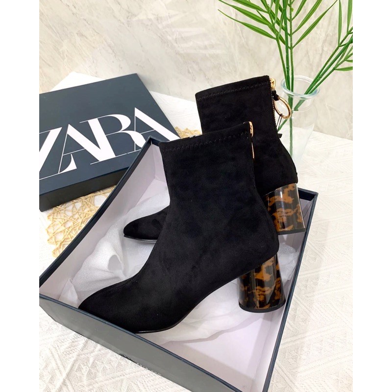 [7.7 Boombastis Sale⚡] - SEPATU BOOTS WANITA BRANDED TORTOISESHELL MID HEELS ANKLE ZS270 PREMIUM IMPORT