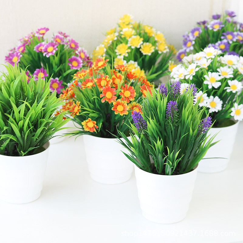 AND COD Tanaman Bunga Plastik Tanaman Hias Bunga Krisan Pot Bunga Dekorasi Artificial Flower / PBP24-2