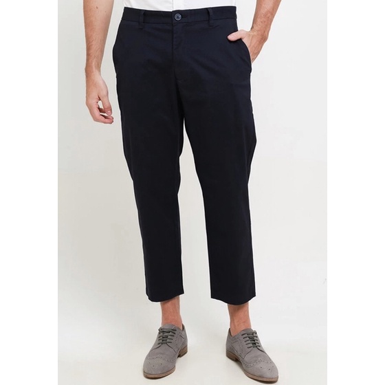 GIORDANO Original Essentials Inno Khakis Ankle Length Slim Tapered Pants - Celana Panjang Pria Dewas