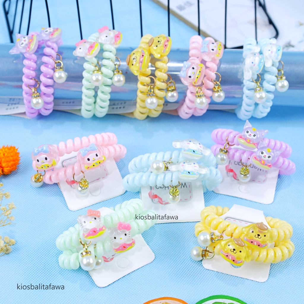 (ISI 1-3 PCS) Ikat Rambut Pluffy / Kuncir Karet Spiral Wanita Karakter Kualitas Import Scrunchie Kunciran Aksesoris Rambut Anak Perempuan Korean Style Impor Babycinnamon