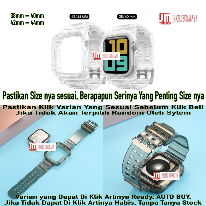 Tali Jam Strap Case Silikon Transparan Untuk Apple Watch 44mm 42mm 40mm 38mm