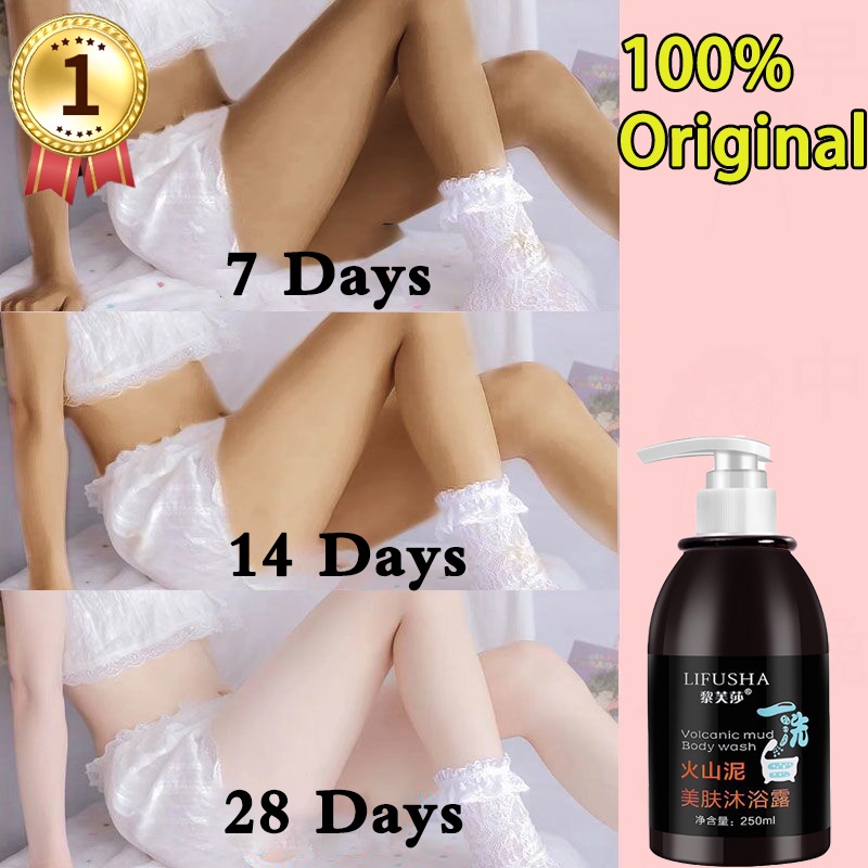 Lumpur Vulkanik Body Wash  Sabun Pemutih Badan Whitening Body Wash Sabun Mandi Cair 250ml Whitening   Exfoliate  Improve Skin Texture Sabun Mandi Batang