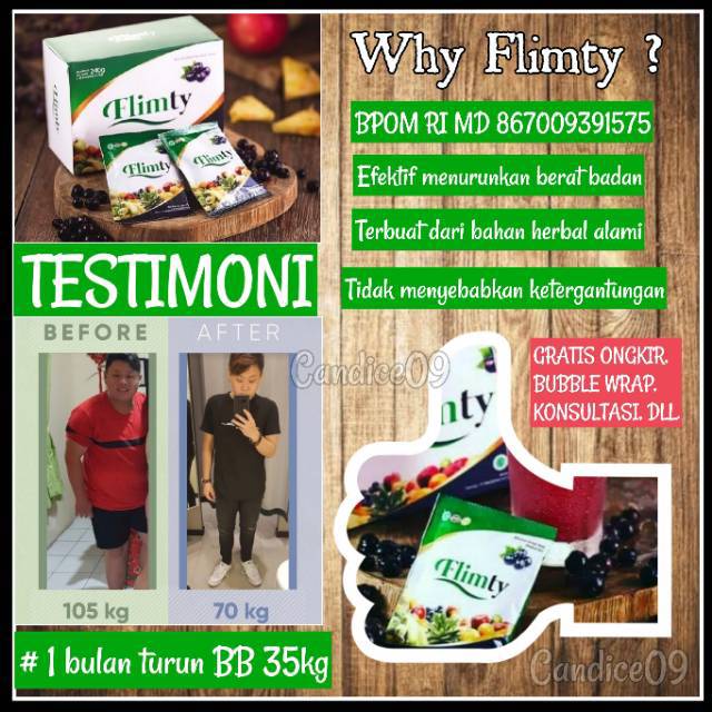 Flimty Original 1 Box Isi 16 Sachet Pelangsing Herbal Bpom Halal Shopee Indonesia