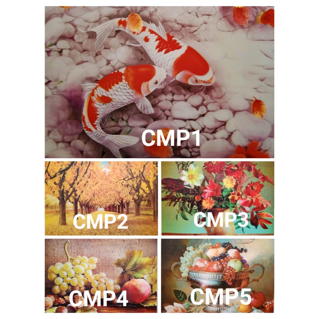 Poster Gambar 3D / 3 Dimensi Ikan, Pemandangan, Buah 3d 40x50