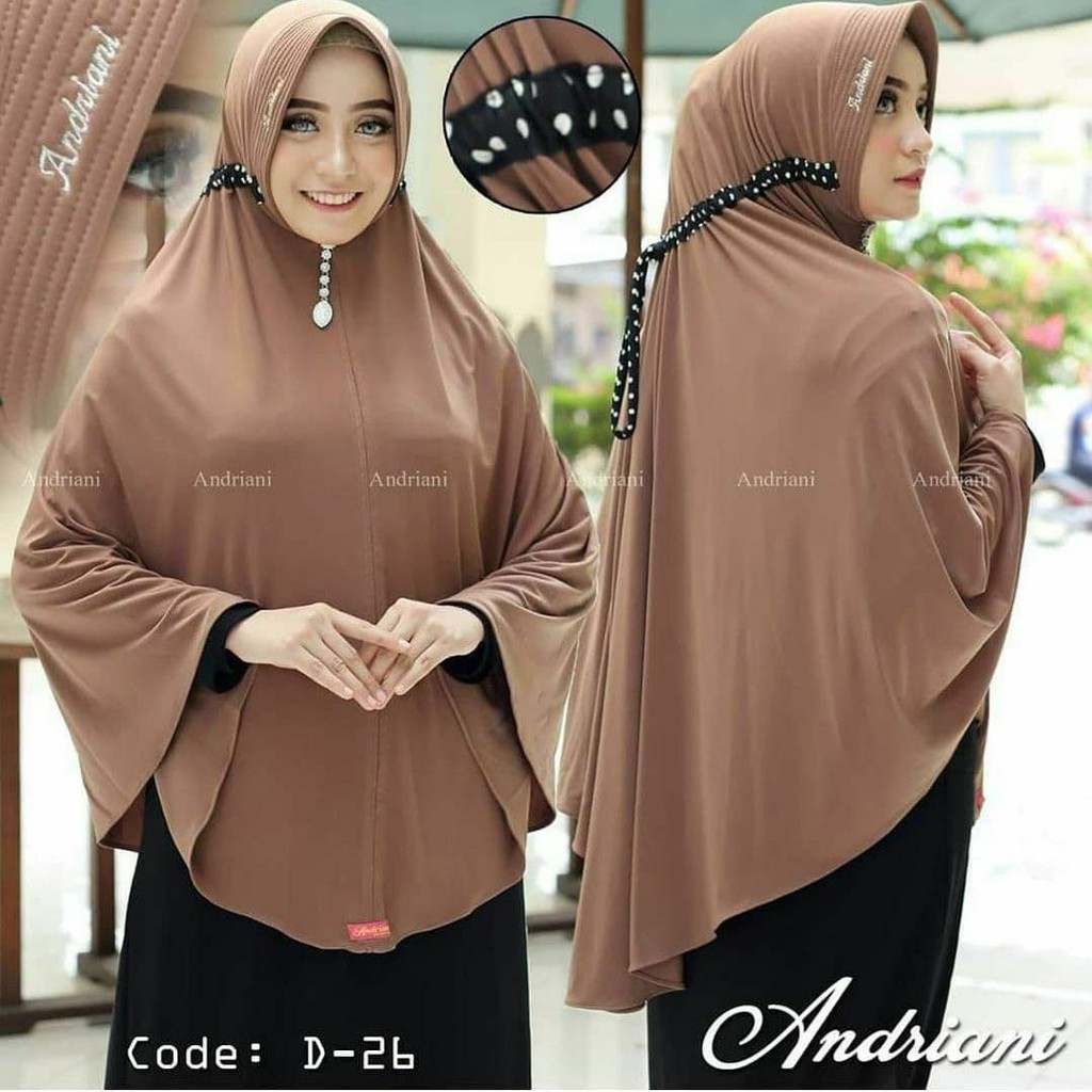 KHIMAR ANDRIANI II HIJAB JUMBO TALI  II BERGO JUMBO TALI II JILBAB SERUT POLKA TERBARU TERALIS COD