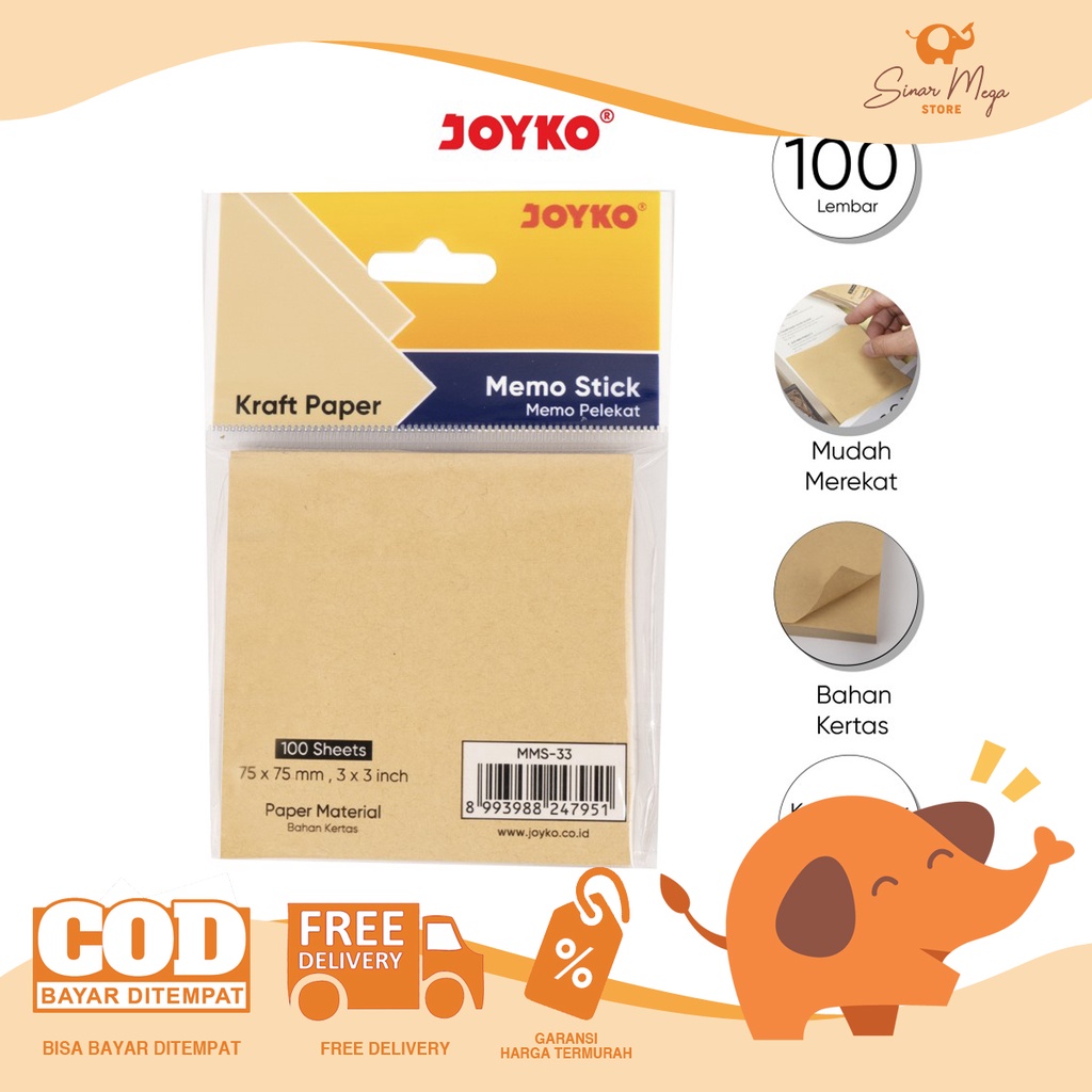 

Joyko Memo Stick MMS-33 Kraft Paper / Sticky Notes Kraft Paper Murah Berkualitas