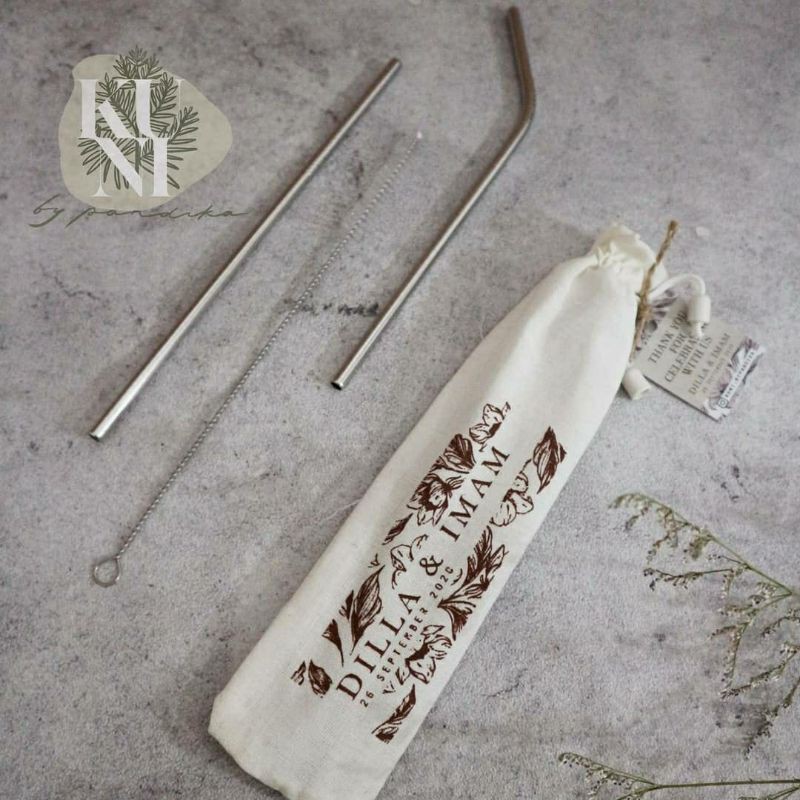 STAINLESS STRAW SEDOTAN SOUVENIR WEDDING PERNIKAHAN