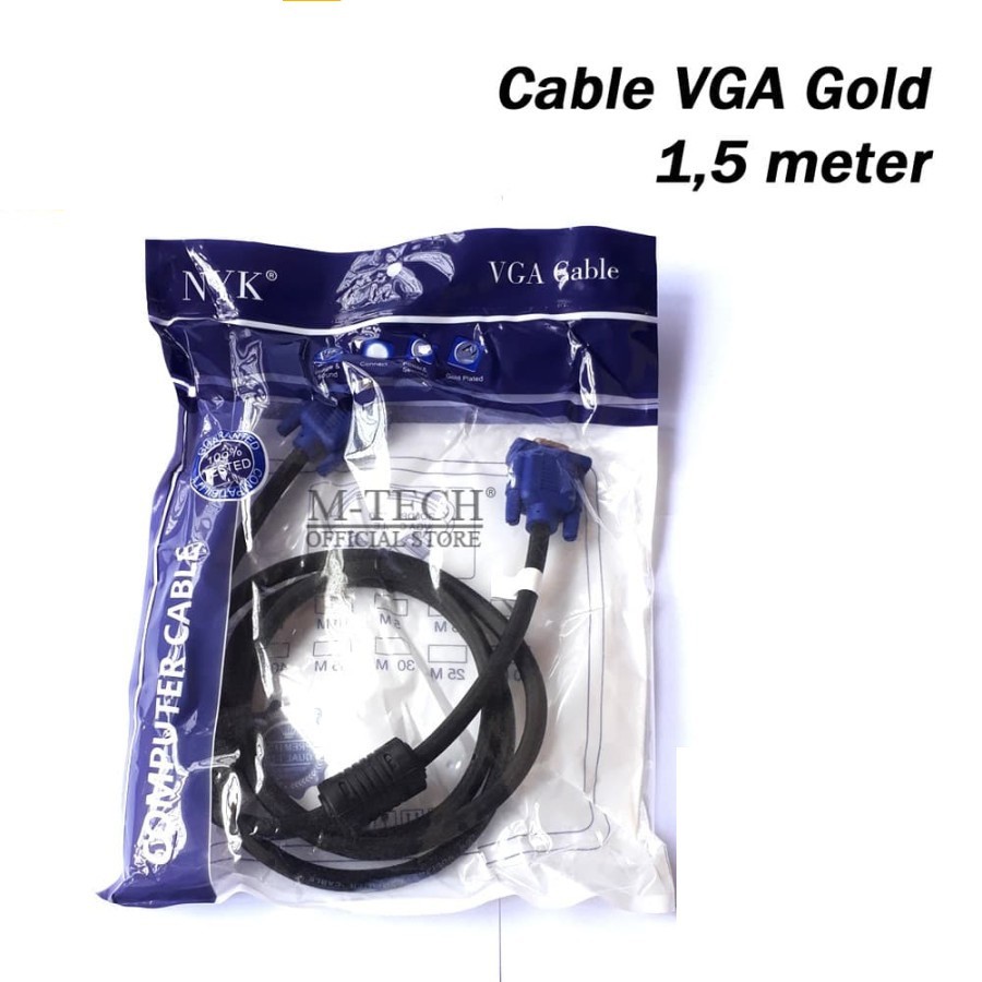 Original Kabel VGA male to male cowo ke cowo Panjang 1,5 Meter