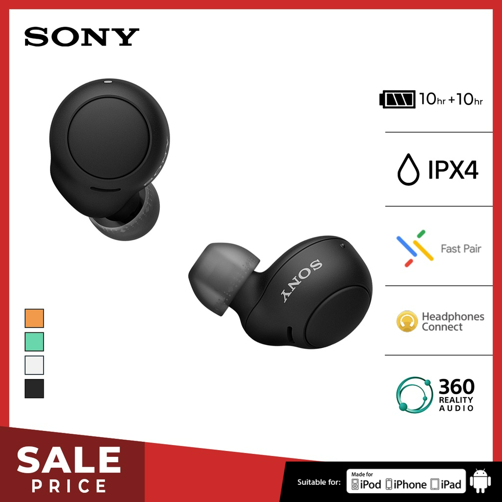 Sony WF-C500 Truly Wireless Handsfree - Black Original TWS Earphone Headset Bluetooth Wireless Earbuds