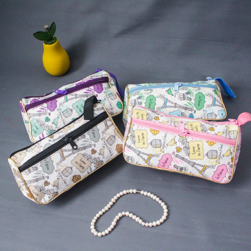 Tas Pouch Kosmetik Cewek Tas Make Up Motif Pouch Serbaguna Dompet Kosmetik Wanita Travel Cosmetic Bag