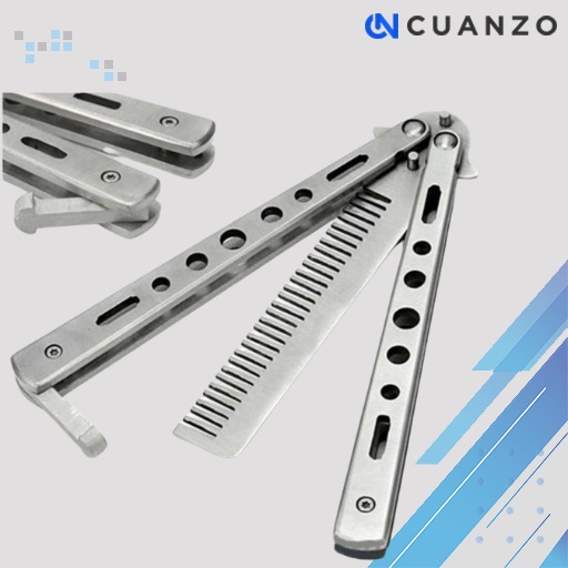 Sisir Besi Butterfly Balisong Training Knife CS GO / Sisir Rambut Rontok Pelurus Rambut Keriting Pria Wanita Anti Kusut Lipat 1 Set Lucu / Sisir Lipat Besi Mini Bulat Kaca Pria Barbershop Saku Stayling Keren / Sisir Besi Salon Model Balisong Tahan Karat