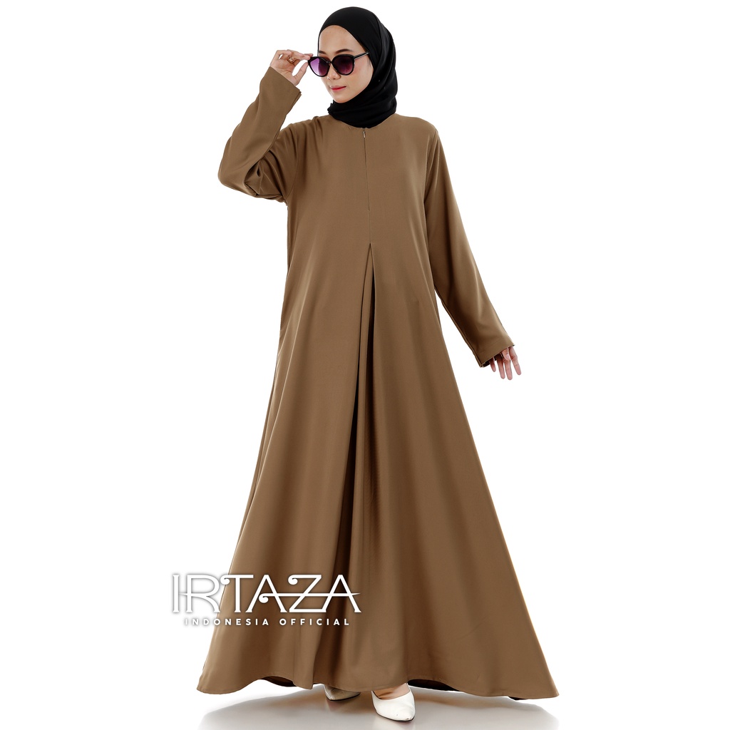 Gamis Abaya Polos Rainbow Twill Shakila Dress Busana Muslimah-Abaya Khaky