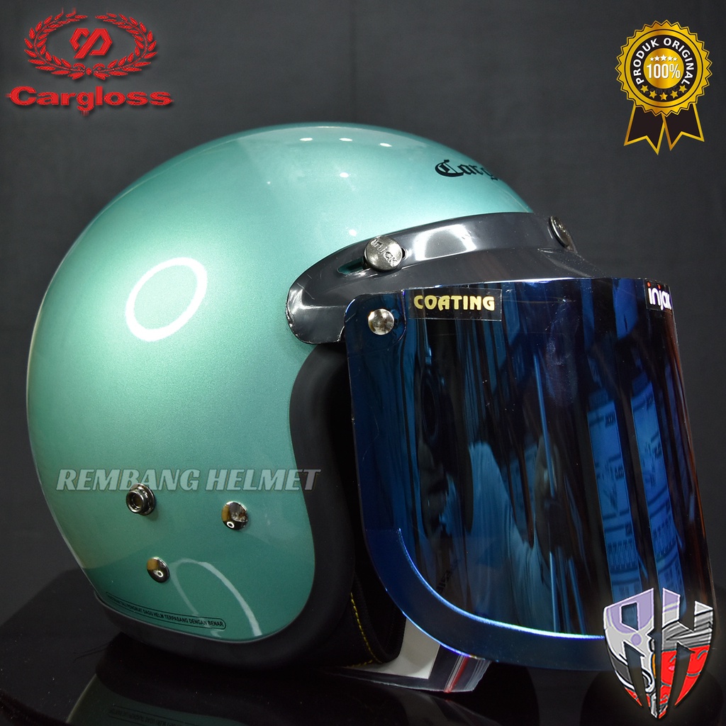 Jual HELM CARGLOSS ORIGINAL CFM RETRO ARMY HALF FACE HIJAU TOSCA / JZ