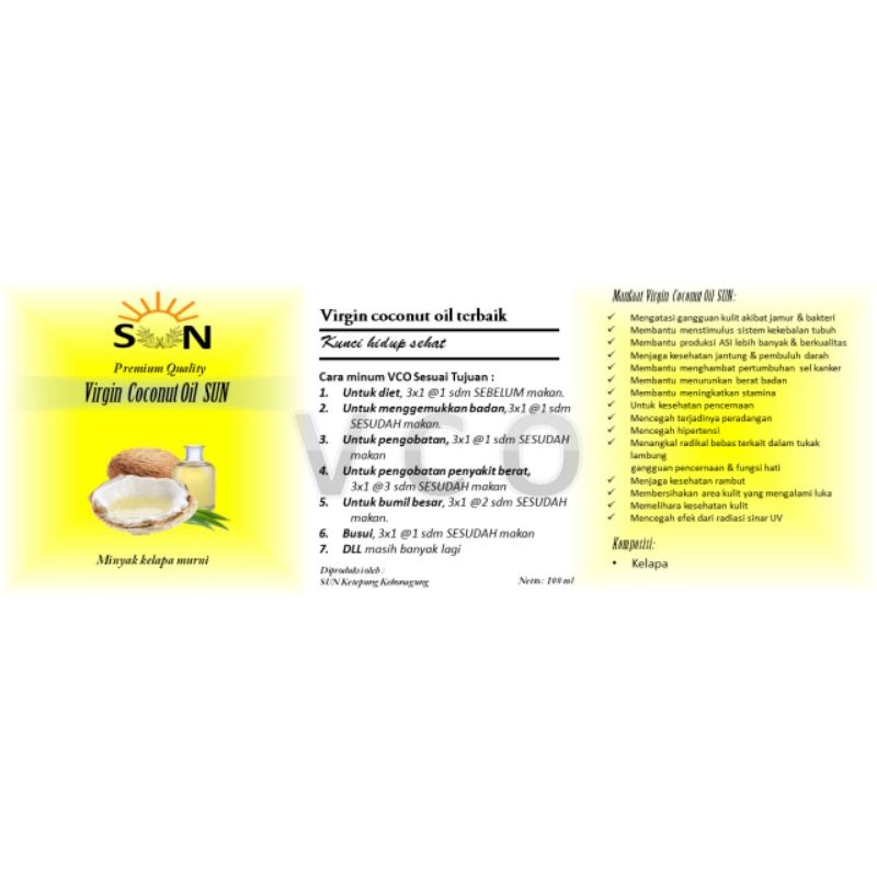 SUN VCO minyak kelapa murni