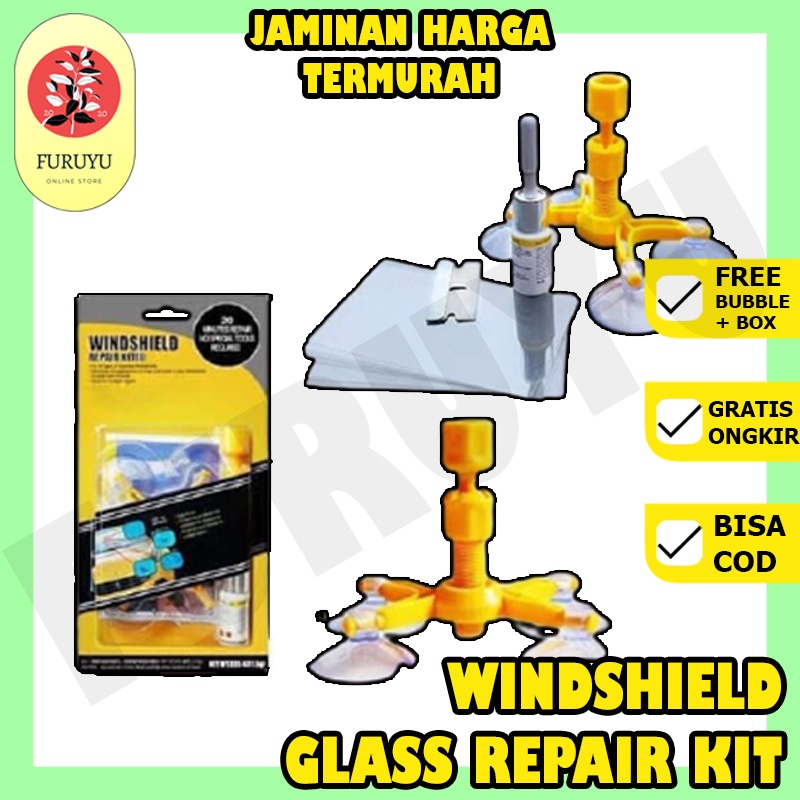 Lem Reparasi Kaca Mobil Hp LCD Retak Windshield Glass Repair Kit Sealent Perawatan Mobil Kuning